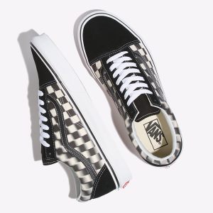 Vans Bayan Spor Ayakkabı Blur Check Old Skool Siyah/Beyaz | 89708-109